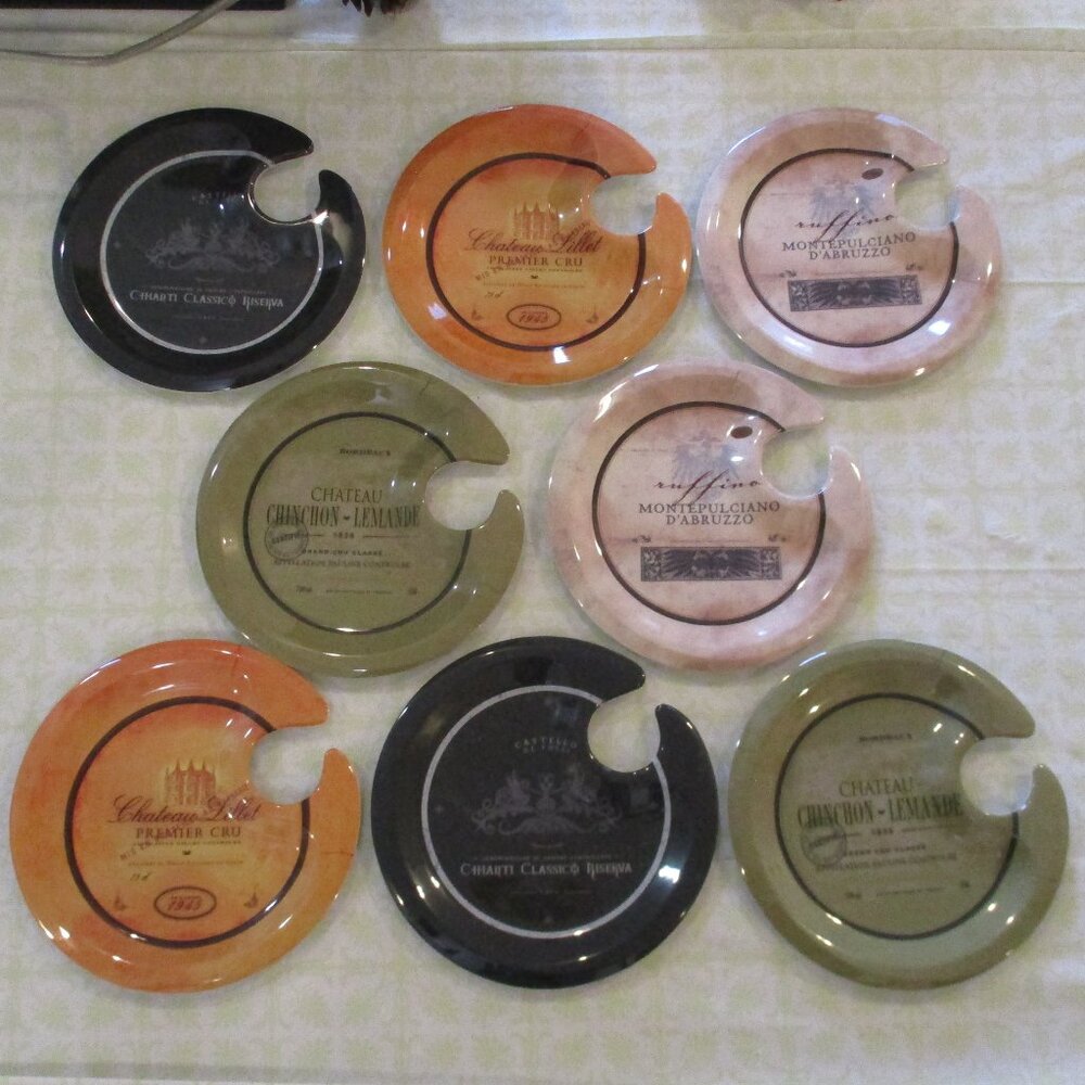 Lot 8 Santa Barbara Ceramic Design Melamine Cheese & Wine Plates
